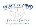 Logo of Peace of Mind Moving & Logistics — a clean, calming design in blue and white, suggesting reliability and stress-free moving services.