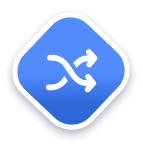 Blue icon symbolizing automated workflow transformation