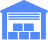 500+ warehouses icon depicting a warehouse with stacked boxes indicating the number of warehouses managed