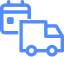 Dispatch icon showing a truck and calendar symbol for scheduling and logistics