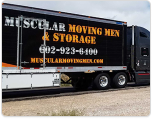 Muscular Moving Men & Storage branded truck parked outdoors